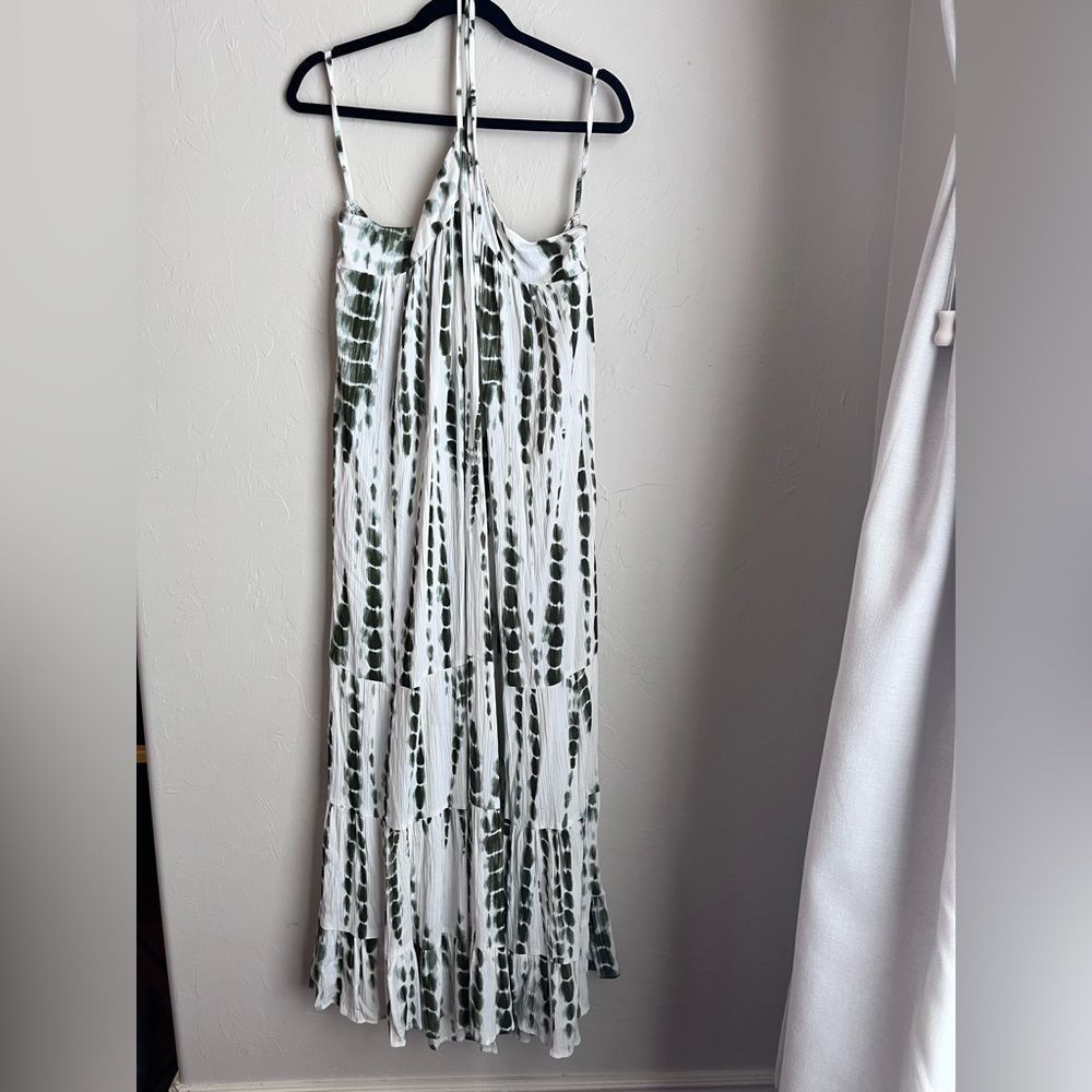 Tie-Dye Green and White Maxi Dress - Sleeveless Summer Style